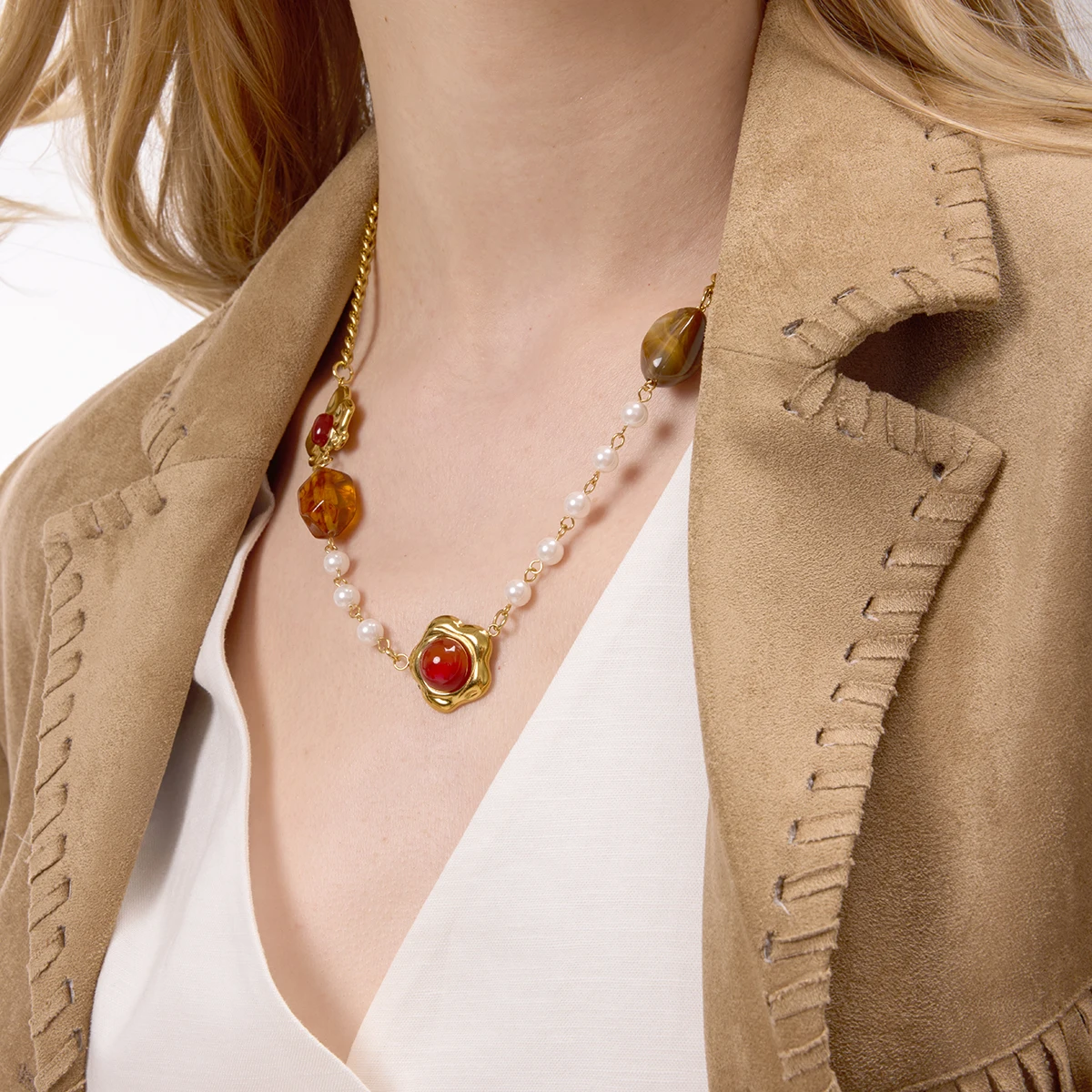 Vintage Stainless Steel Necklace with Floral Pendant 3 Vintage Stainless Steel Necklace with Floral Pendant - Image 3