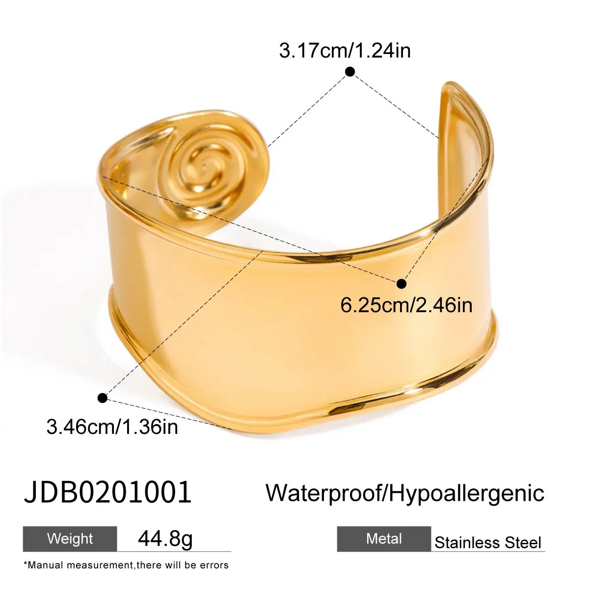Stainless Steel Gold Wide Cuff Bracelet for Women 7 Stainless Steel Gold Wide Cuff Bracelet for Women - Image 7
