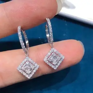 Square Sterling Silver Earrings with Cubic Zirconia 8 S6c2479f1c18b44779e2d6bd8706fee62P
