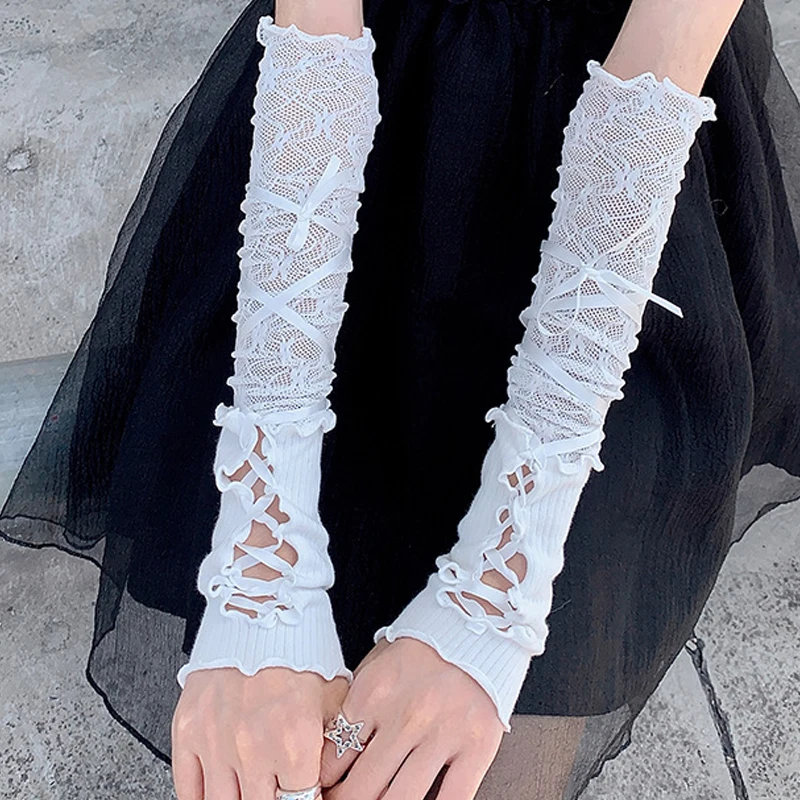 Elegant Floral Lace Elbow Gloves for Women 2 Elegant Floral Lace Elbow Gloves for Women - Image 2