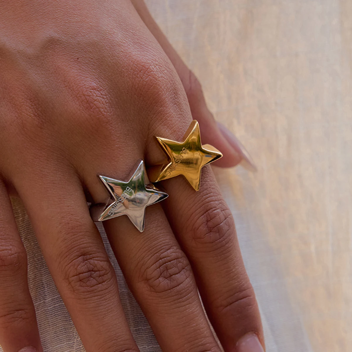 Stainless Steel Women's Star Ring in Gold & Silver 4 Stainless Steel Women's Star Ring in Gold & Silver - Image 4