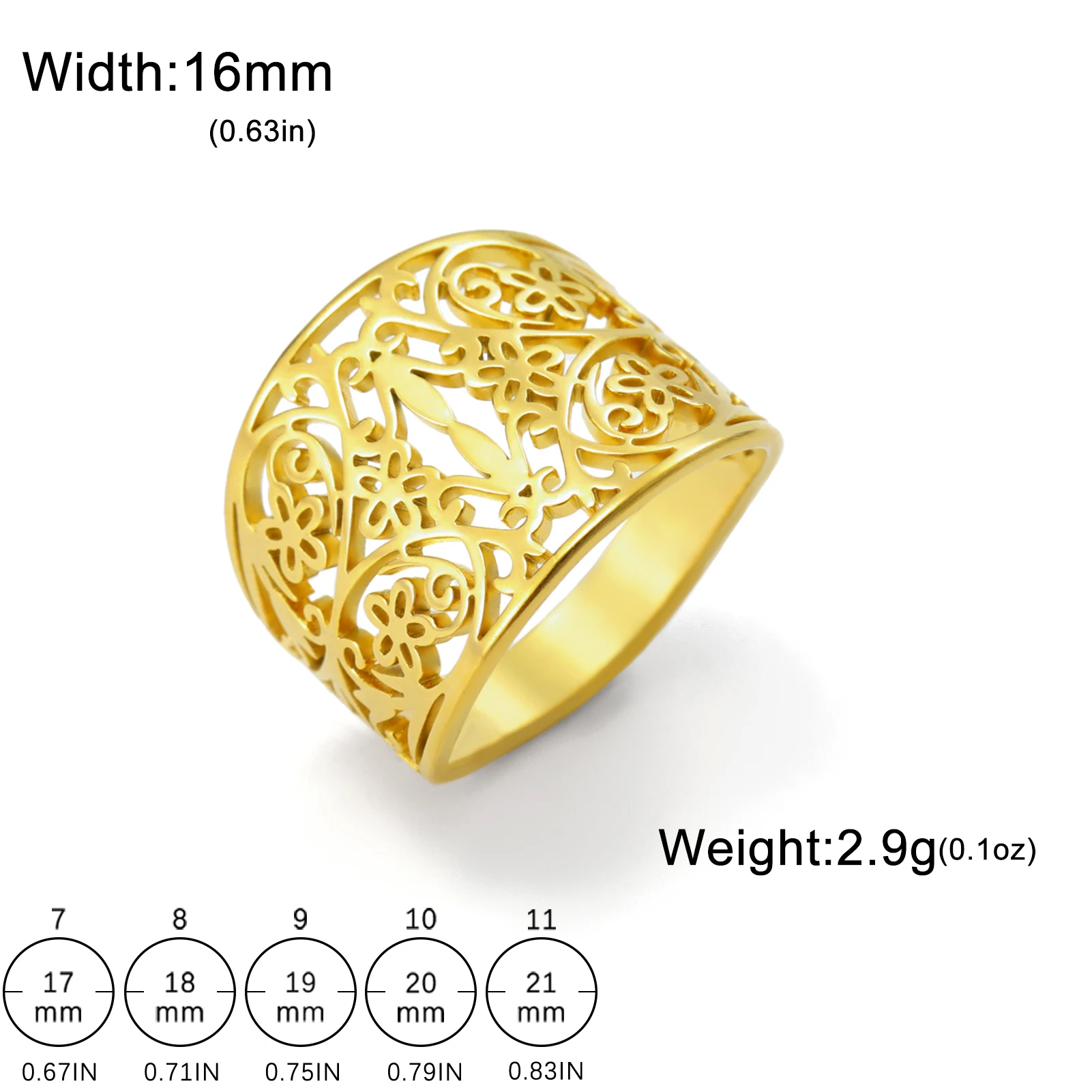 Vintage Stainless Steel Filigree Wide Ring 8 Vintage Stainless Steel Filigree Wide Ring - Image 8