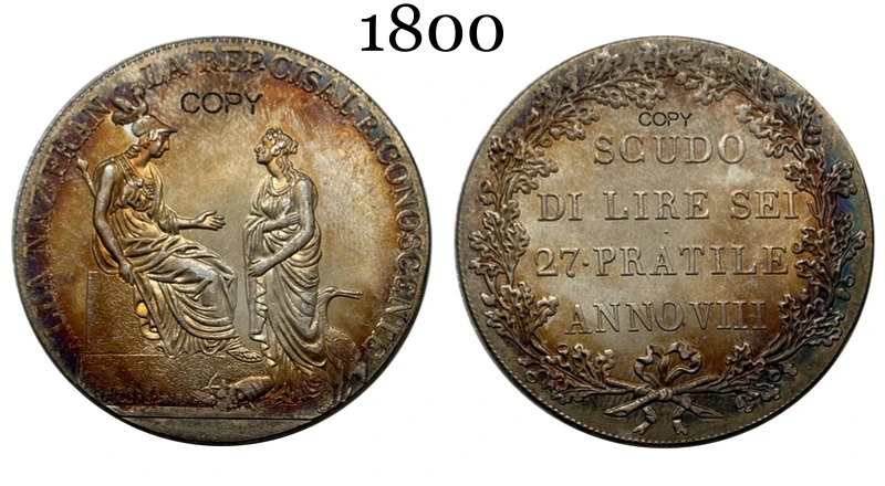 Italian States 1800 Silver Replica Coin 8 Italian States 1800 Silver Replica Coin - Image 8