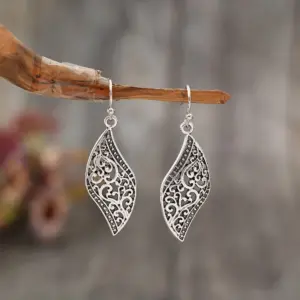Vintage Silver Bohemian Leaf Earrings 6 S6d0083a8055a4e1ca6850718347cf01b7