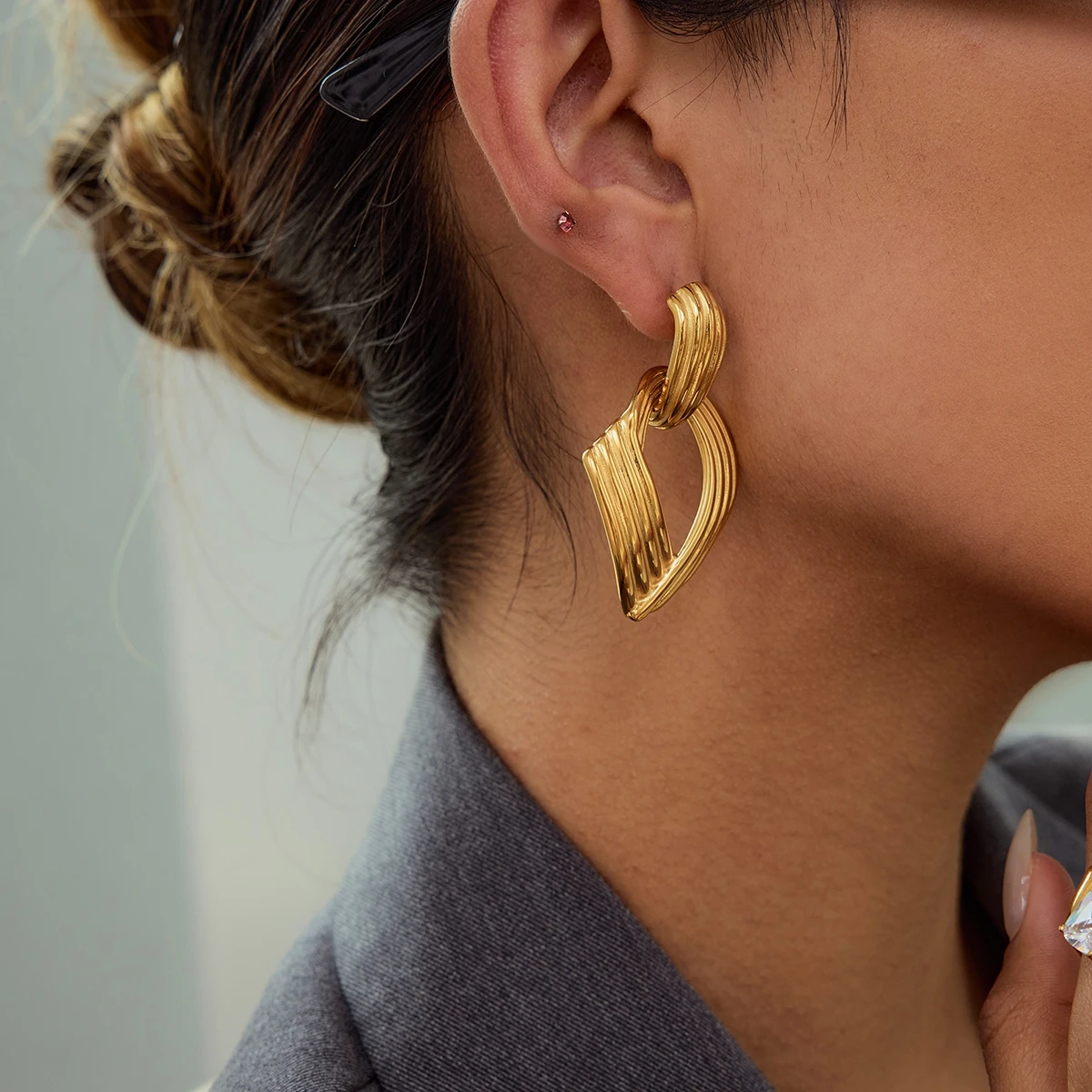 Geometric Stainless Steel Earrings 6 Geometric Stainless Steel Earrings - Image 6