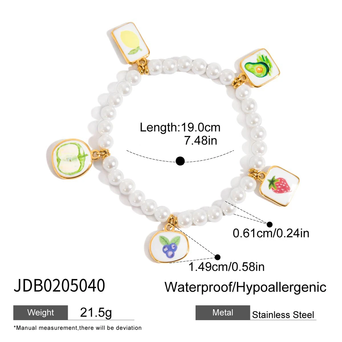 Fruit-Themed Stainless Steel Bracelet 9 Fruit-Themed Stainless Steel Bracelet - Image 9