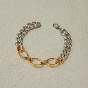 Stainless Steel Two-Tone Chain Bracelet for Women 10 S6d4d74e1ba384d9d89b2afdbbecdae6dZ