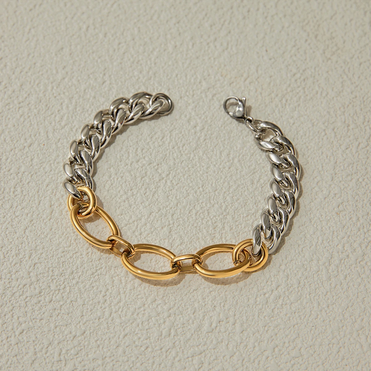 Stainless Steel Two-Tone Chain Bracelet for Women 4 Stainless Steel Two-Tone Chain Bracelet for Women - Image 4