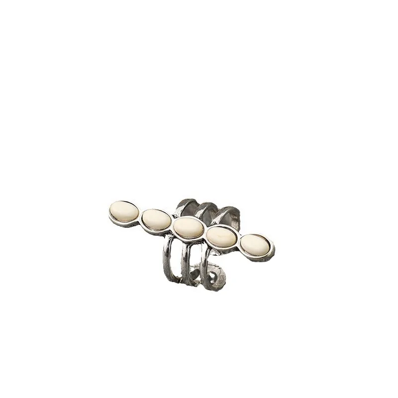 Vintage Silver Cocktail Ring with White Stones 4 Vintage Silver Cocktail Ring with White Stones - Image 4