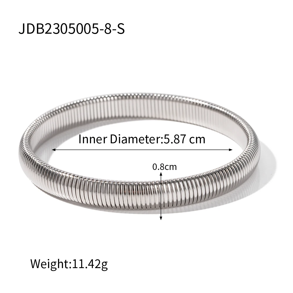 Stainless Steel Women's Bracelet with Vertical Stripes 9 Stainless Steel Women's Bracelet with Vertical Stripes - Image 9