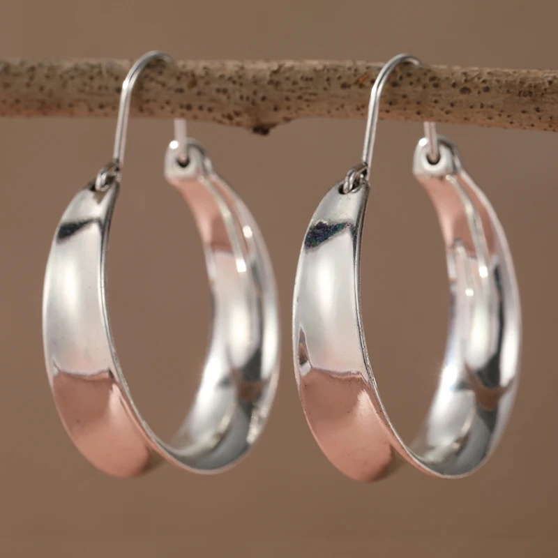 Vintage Silver Hoop Earrings for Women 2 Vintage Silver Hoop Earrings for Women - Image 2
