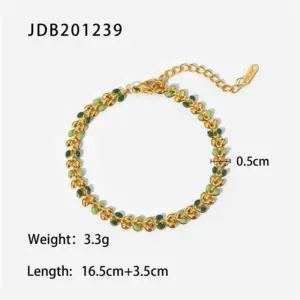 Green Dripping Olive Leaf Stainless Steel Bracelet 13 S6e796c4dc2d943e5a34c0cca38215d468