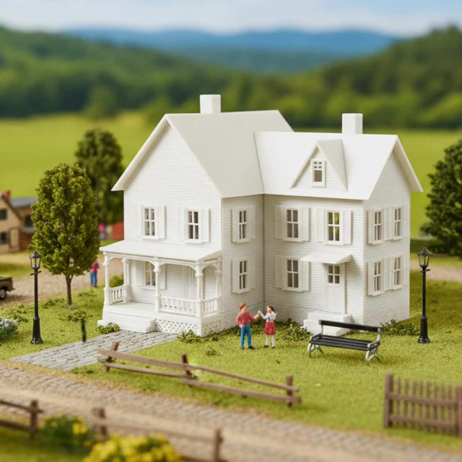 HO Scale White Model House Kit for Scenic Layouts 8 HO Scale White Model House Kit for Scenic Layouts - Image 8