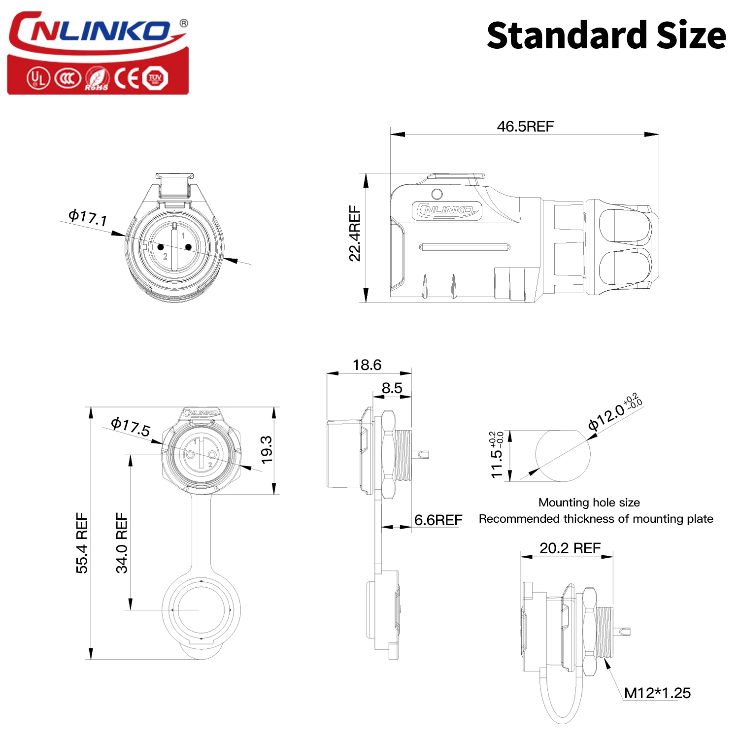 M12 Tiny Industrial Connector 2-8 Pins 5A 125V 6 M12 Tiny Industrial Connector 2-8 Pins 5A 125V - Image 6