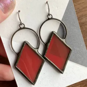 Vintage Rhombus Drop Earrings with Red Stone 5 S6ea590fa8f854b17b298c3def447a8a1d