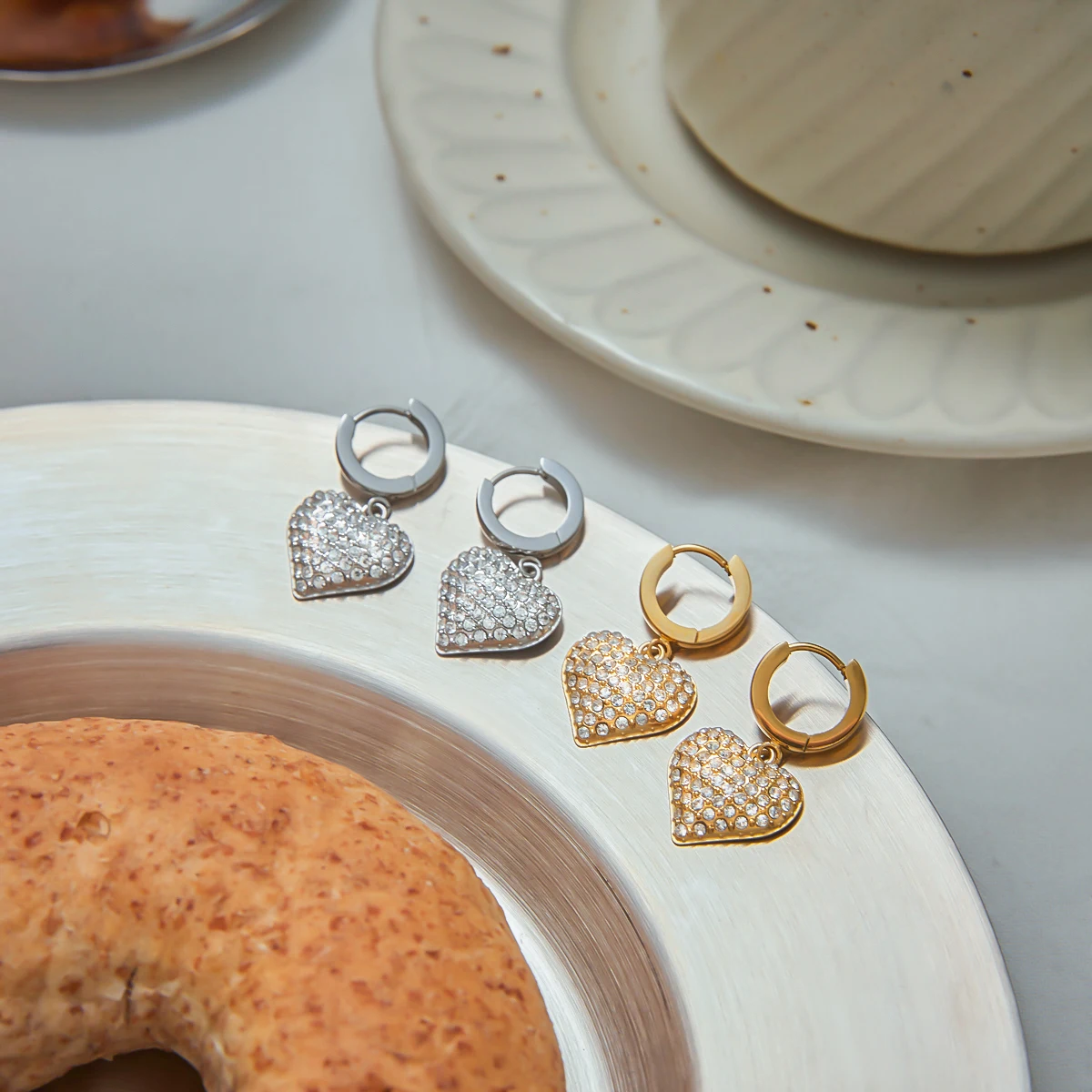 Stainless Steel Heart Drop Earrings 4 Stainless Steel Heart Drop Earrings - Image 4