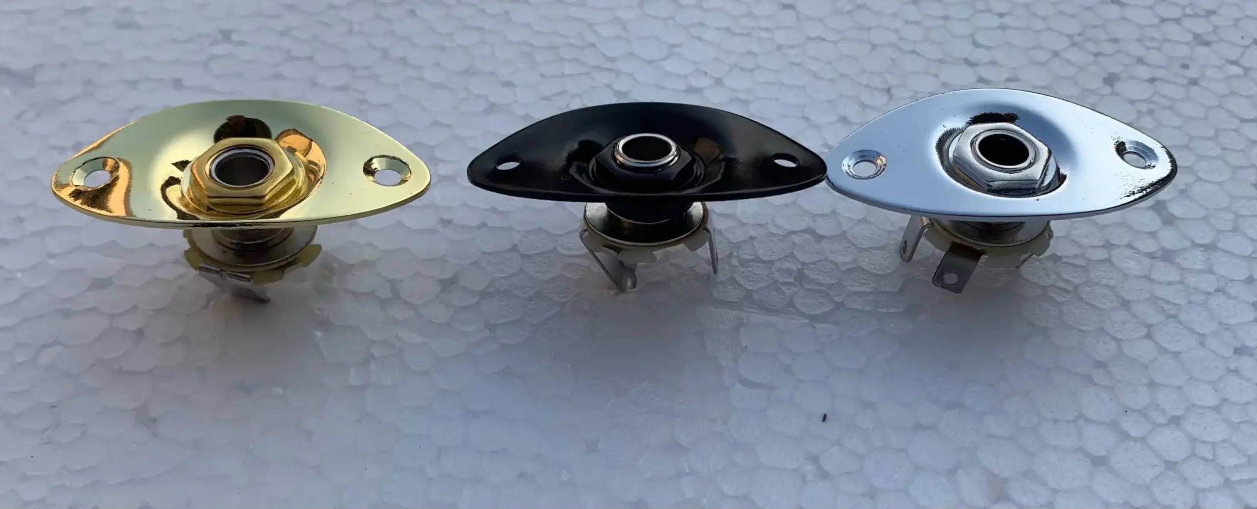 Oval Curved Bass Jack Plate in Gold, Black, Chrome 2 Oval Curved Bass Jack Plate in Gold, Black, Chrome - Image 2