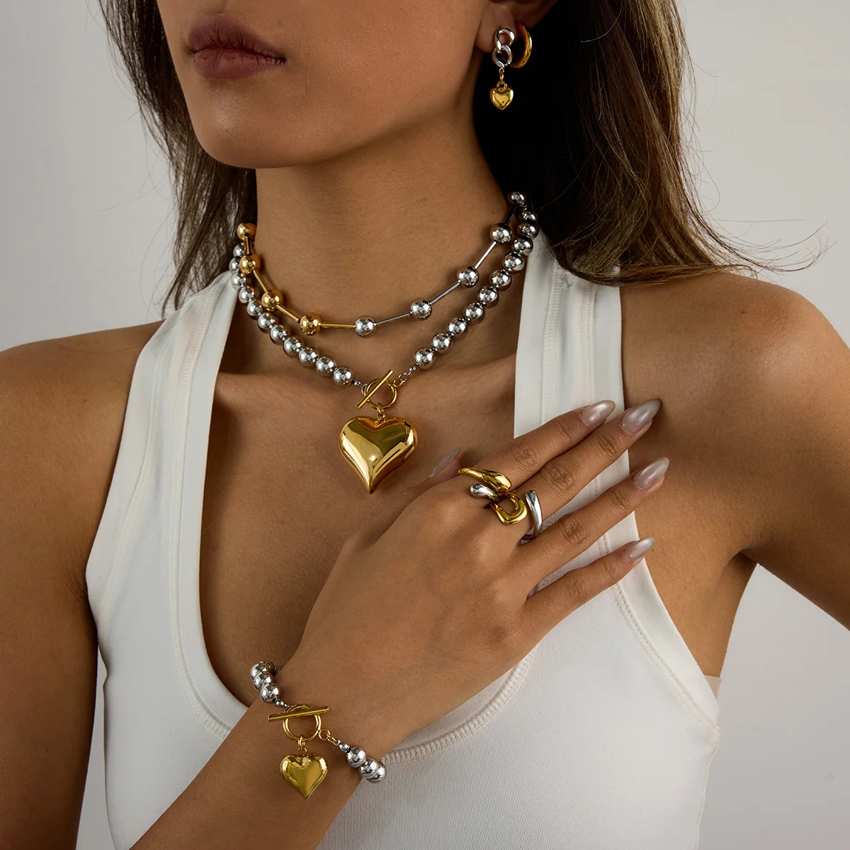 Stainless Steel Heart Jewelry Set for All 5 Stainless Steel Heart Jewelry Set for All - Image 5