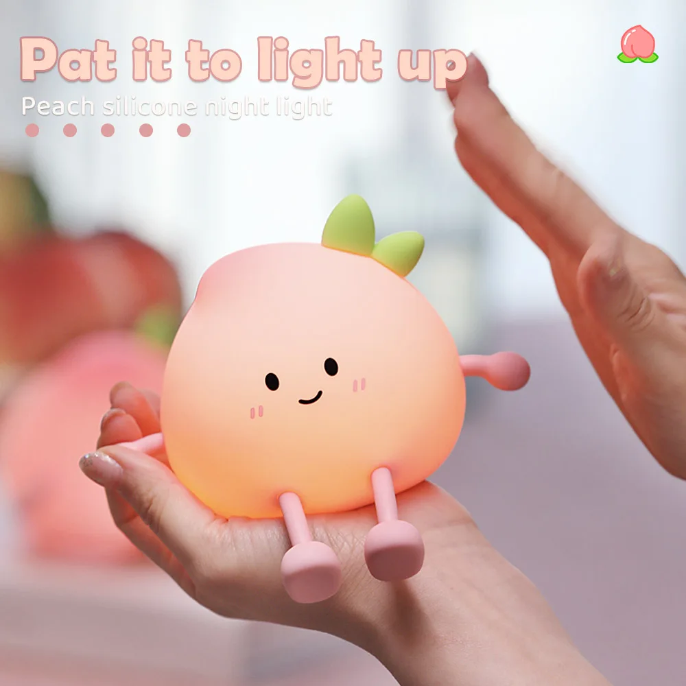 Peach-Shaped Silicone Night Light with RGB Colors 4 Peach-Shaped Silicone Night Light with RGB Colors - Image 4