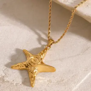 Gold Stainless Steel Starfish Necklace 10 S6f082d95206a4e3886280086943f2d863