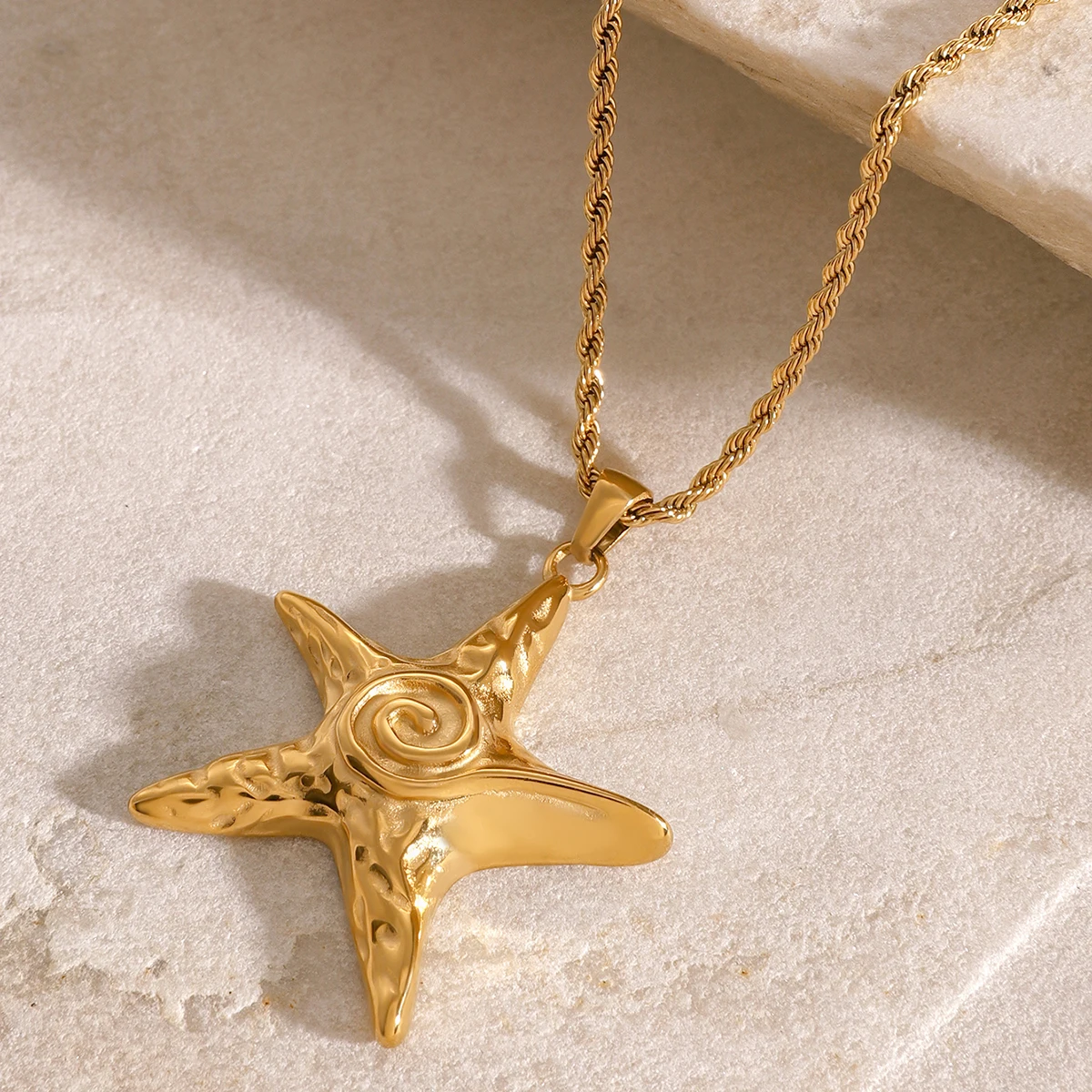 Gold Stainless Steel Starfish Necklace 4 Gold Stainless Steel Starfish Necklace - Image 4