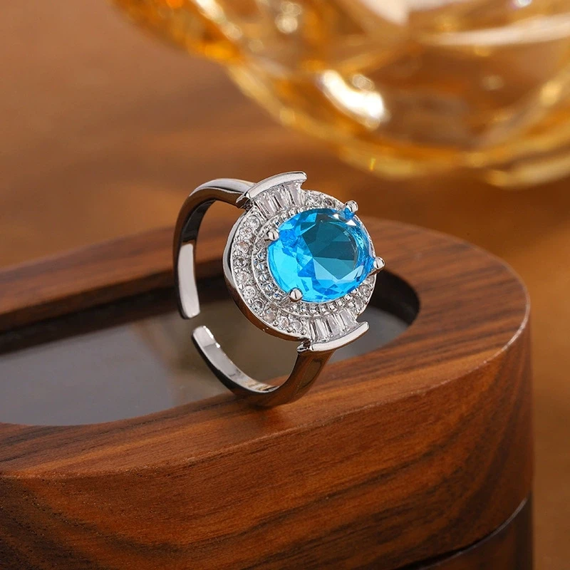 Adjustable Silver Ring with Zircon Stone 2 Adjustable Silver Ring with Zircon Stone - Image 2