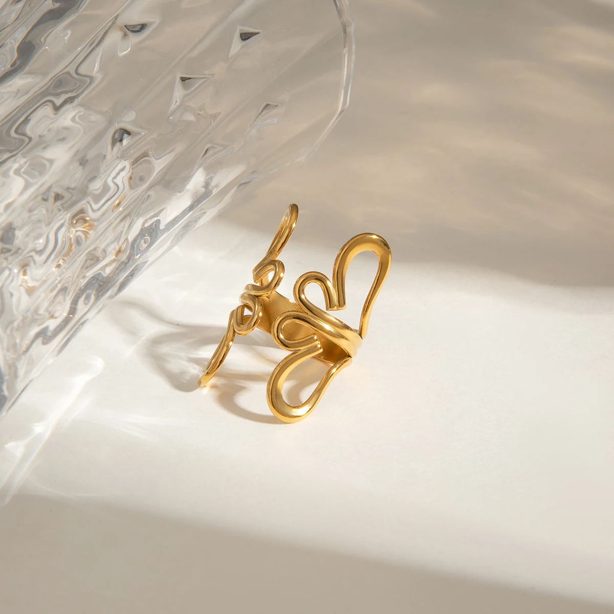 Elegant Gold Floral Stainless Steel Ring 5 Elegant Gold Floral Stainless Steel Ring - Image 5