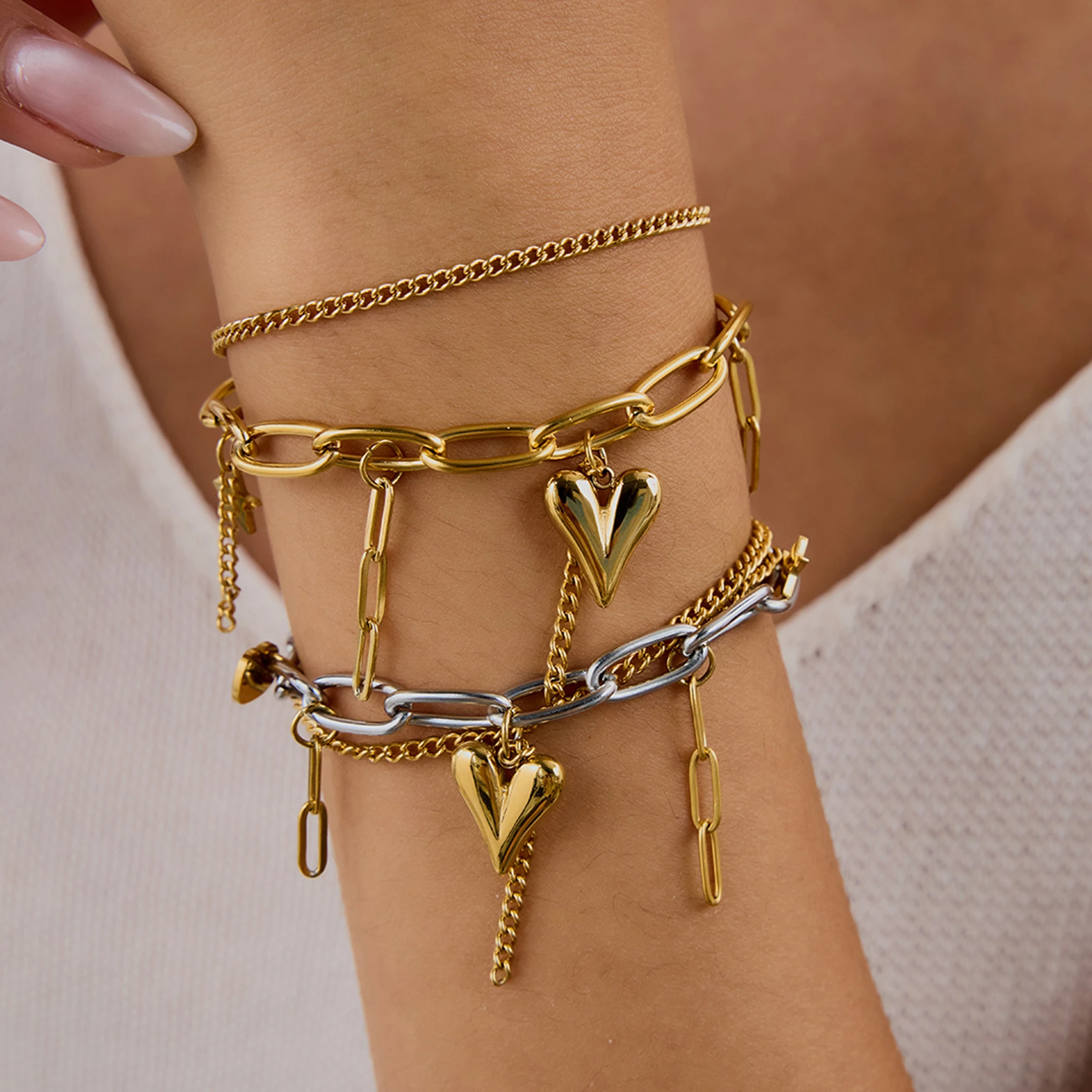 Stainless Steel Double-Layer Chain Bracelet 2 Stainless Steel Double-Layer Chain Bracelet - Image 2