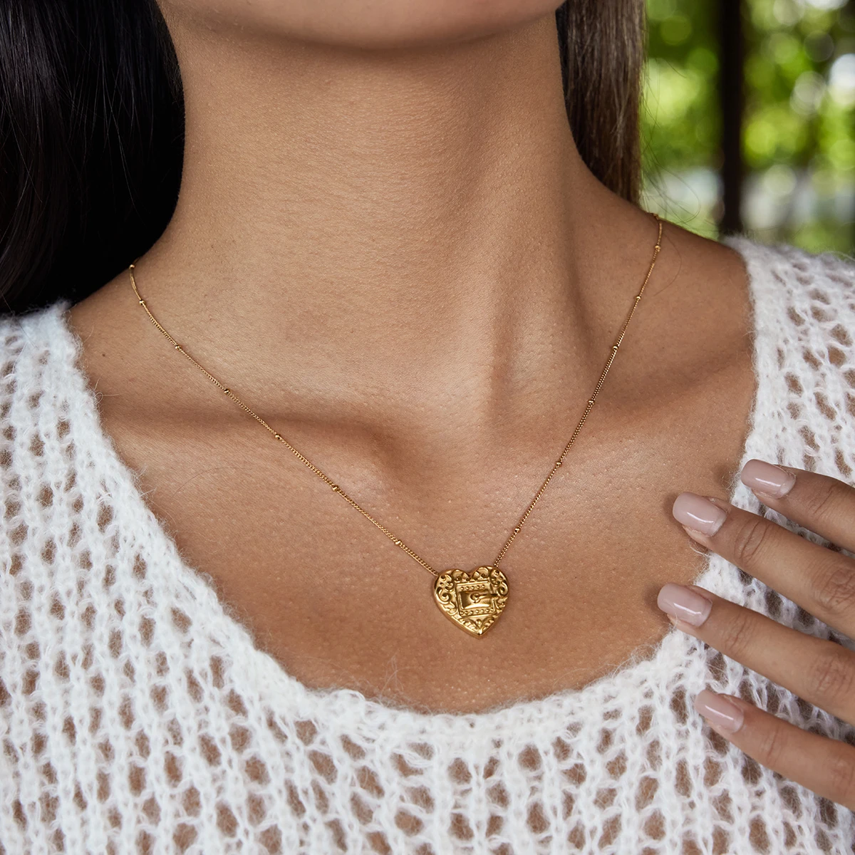 Stainless Steel Gold Heart Necklace 3 Stainless Steel Gold Heart Necklace - Image 3