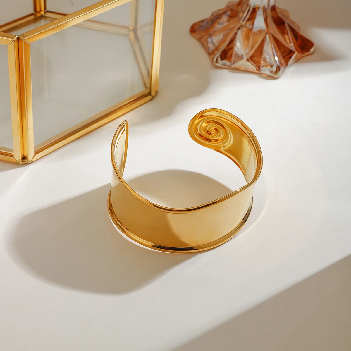 Stainless Steel Gold Cuff Bracelet for Women 6 Stainless Steel Gold Cuff Bracelet for Women - Image 6