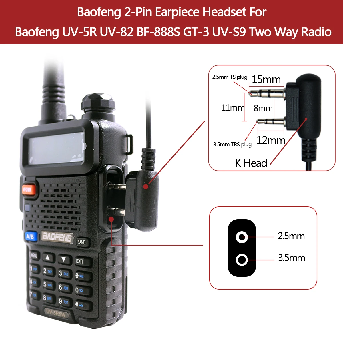 BAOFENG PTT Microphone Headset for Radios 2 BAOFENG PTT Microphone Headset for Radios - Image 2