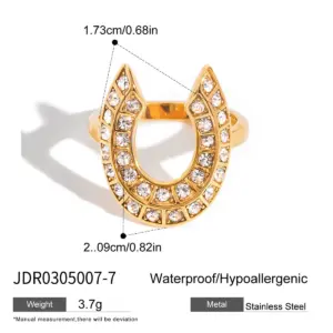 Stainless Steel Gold-Tone Zirconia U-Shaped Ring 15 S6fa0c97fcf054636bc6ee6c6dae43d70M