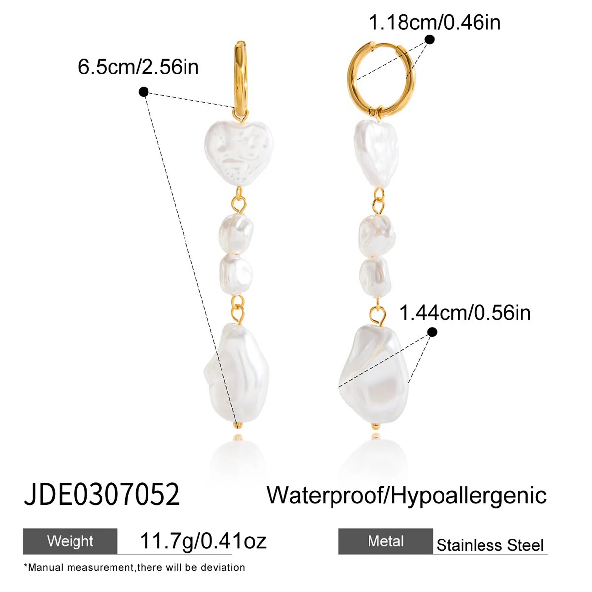 Stainless Steel Pearl Drop Earrings 7 Stainless Steel Pearl Drop Earrings - Image 7