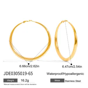 Glossy Vegan Stainless Steel Gold Hoop Earrings 15 S6ffcae2935ae4c008423a4d9de15b1c3t