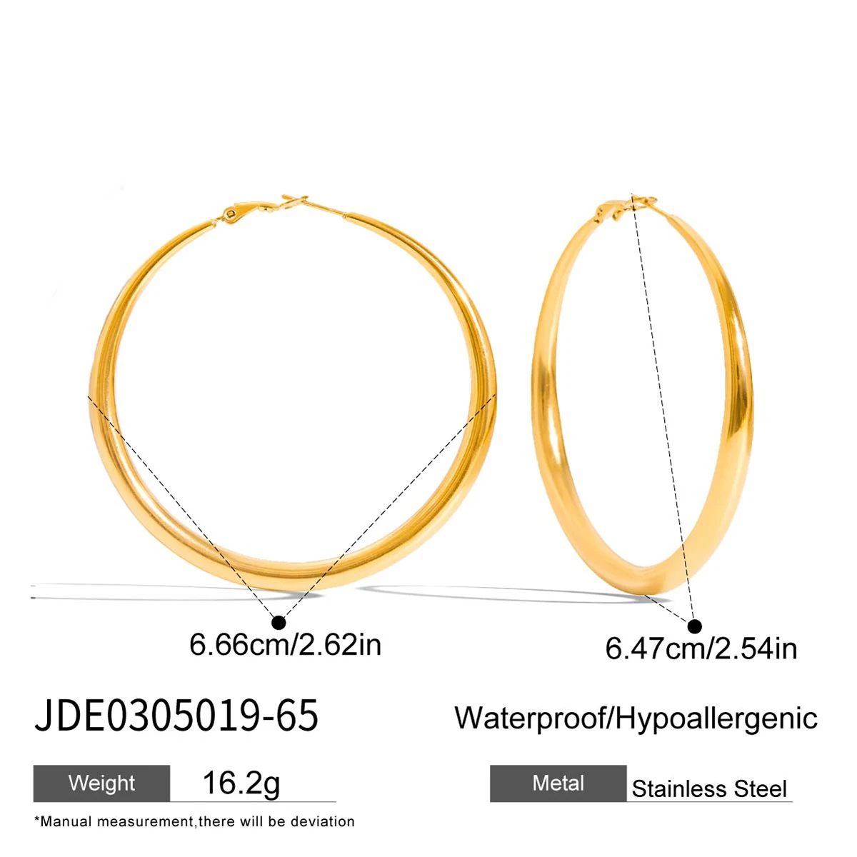Glossy Vegan Stainless Steel Gold Hoop Earrings 8 Glossy Vegan Stainless Steel Gold Hoop Earrings - Image 8