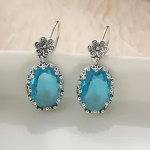 Silver Copper Alloy Dangle Earrings with Blue Cubic Zirconia 9 S700f3437118249ca95aa9e5c0b6cffe7a