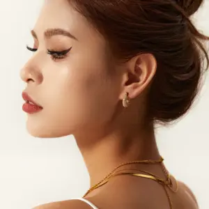 Stainless Steel Geometric Hoop Earrings Collection 15 S7034fdedf8054b5d8258804bd144e513Y