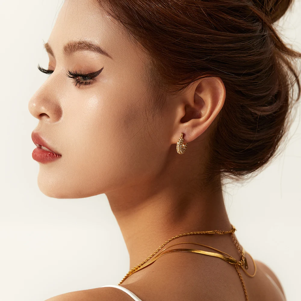 Stainless Steel Geometric Hoop Earrings Collection 6 Stainless Steel Geometric Hoop Earrings Collection - Image 6