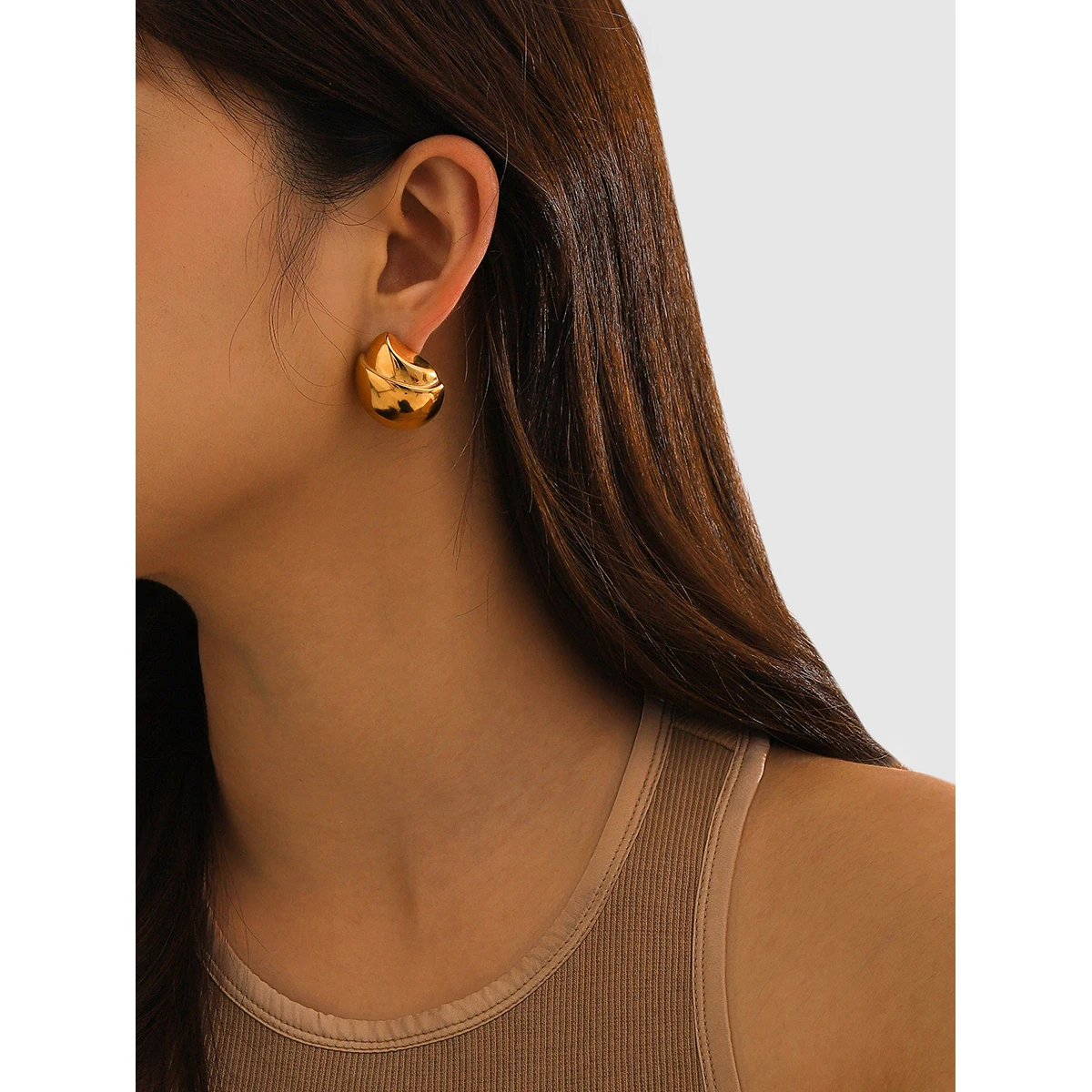 Gold Hazelnut Stainless Steel Earrings for Women 2 Gold Hazelnut Stainless Steel Earrings for Women - Image 2