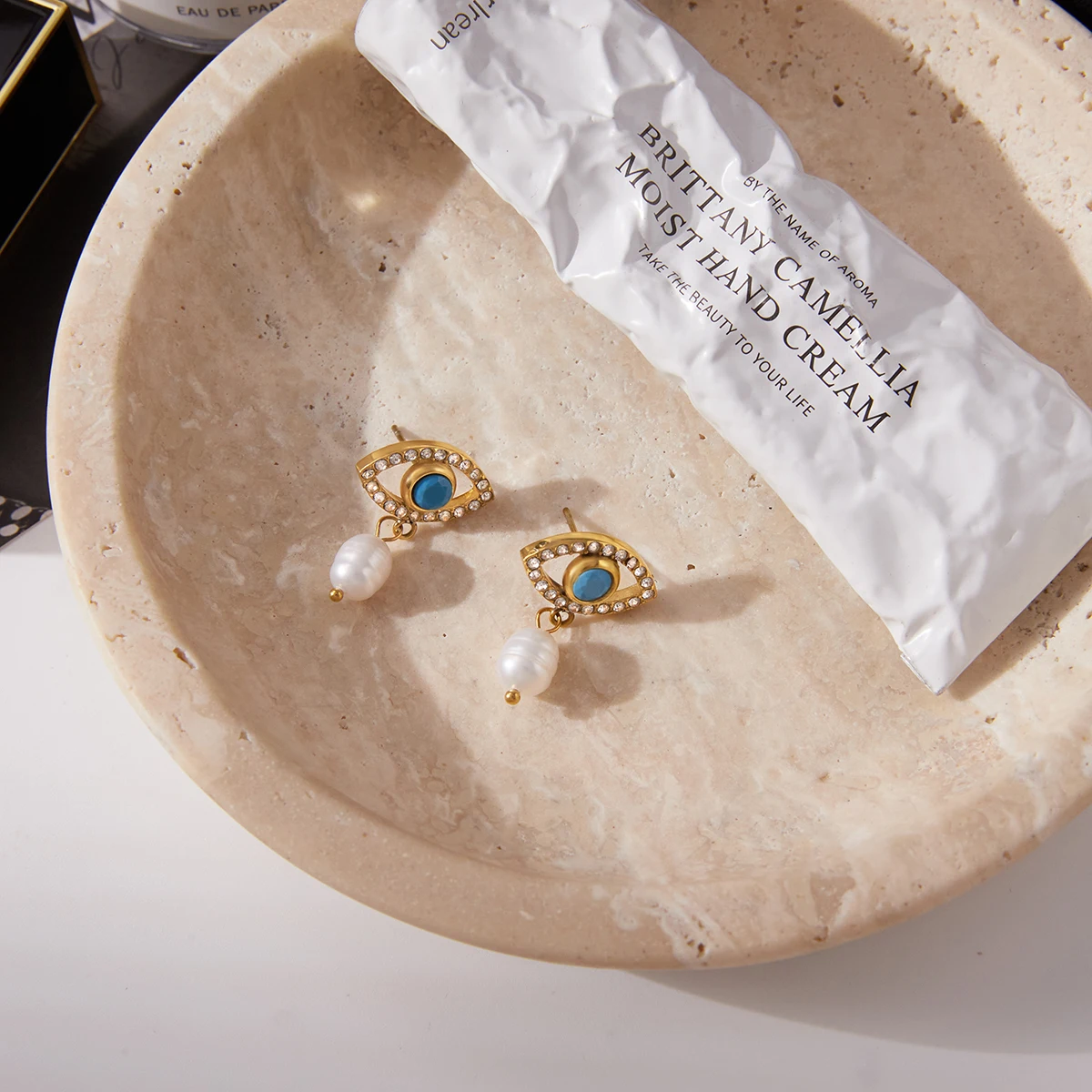 Stainless Steel Earrings with Devil's Eye 4 Stainless Steel Earrings with Devil's Eye - Image 4