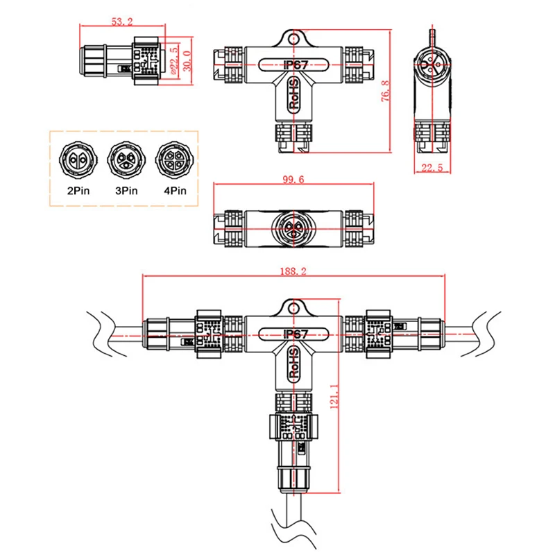 M19 Waterproof T-Shaped Electrical Connector 2 M19 Waterproof T-Shaped Electrical Connector - Image 2