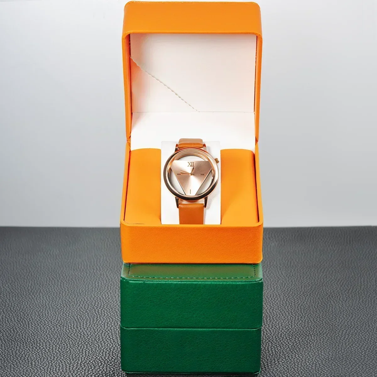 Square Leatherette Watch Storage Box for Men 5 Square Leatherette Watch Storage Box for Men - Image 5