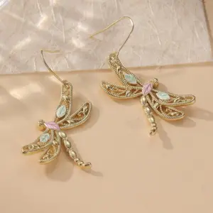 Vintage Copper Dragonfly Drop Earrings in Gold & Silver 7 S70d1bbcbd90d47cfa51cb1e635e3209b9