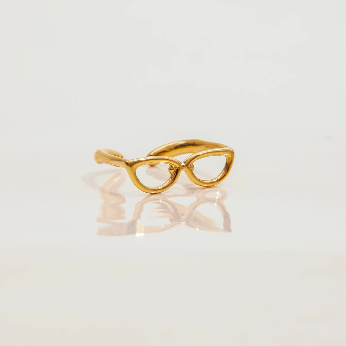 Gold Sunglasses-Shaped Stainless Steel Ring 6 Gold Sunglasses-Shaped Stainless Steel Ring - Image 6