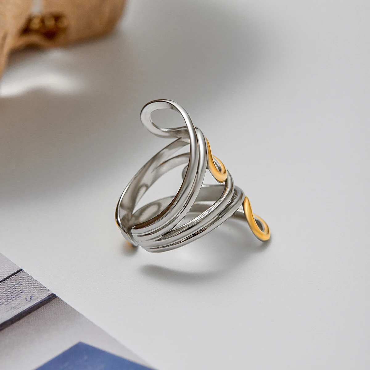 Stainless Steel Multi-Layer Geometric Ring 4 Stainless Steel Multi-Layer Geometric Ring - Image 4