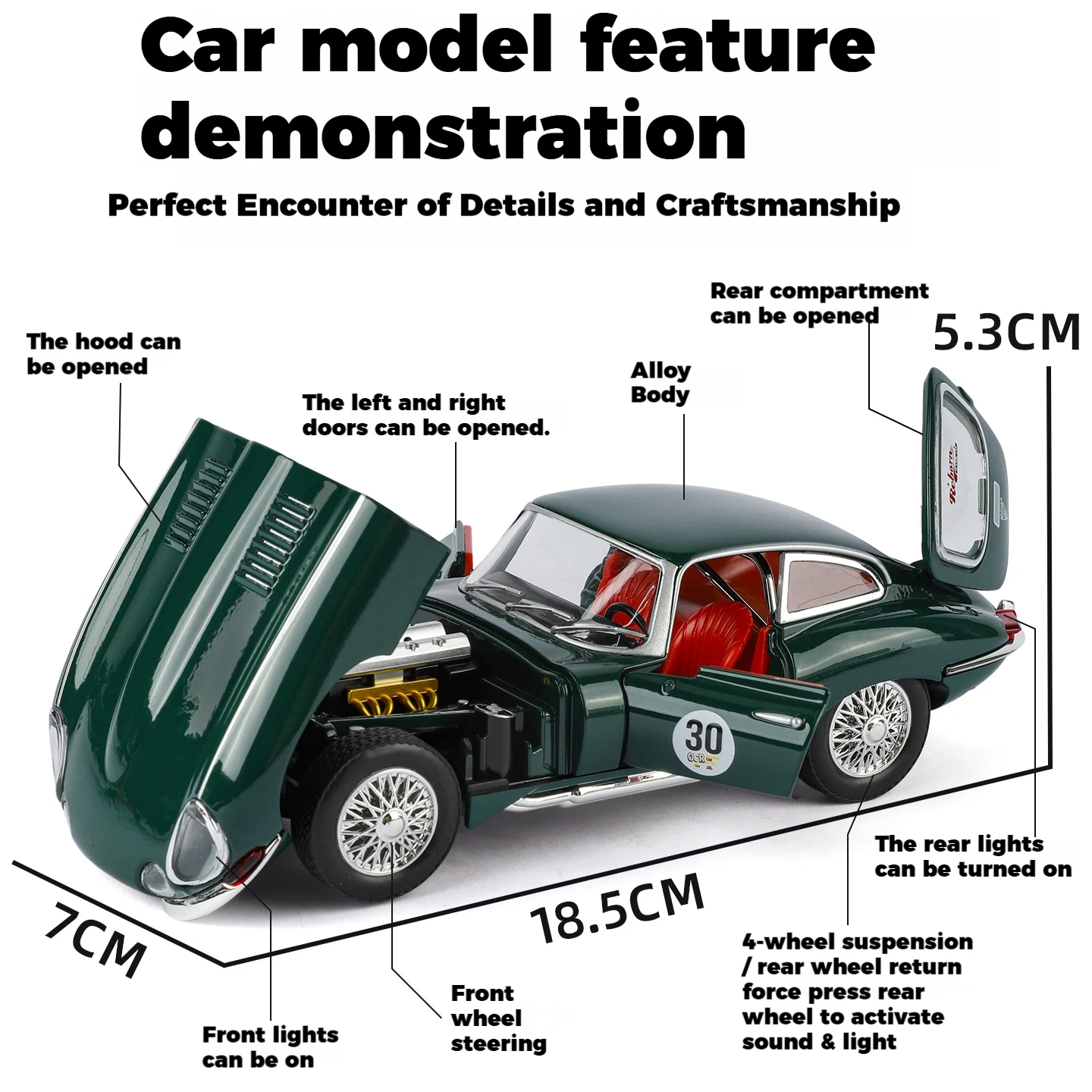 Green Jaguar E-Type Diecast Model 1:24 Scale 2 Green Jaguar E-Type Diecast Model 1:24 Scale - Image 2
