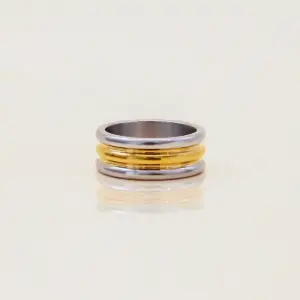 Triple-Color Stainless Steel Women's Ring 10 S717f2333d71049a8b2c049118bbcddebg