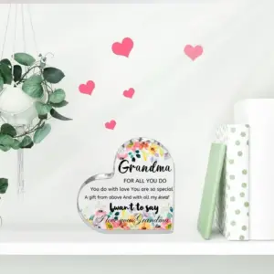 Heart-Shaped Acrylic Plaque for Grandma 8 S7189c437f944480aa8f6c5a198bf5b34F