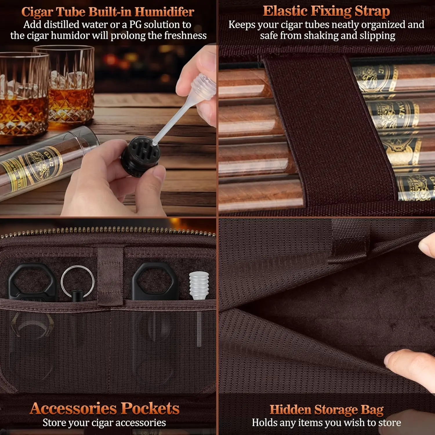 Black Leather Cigar Case with Accessories 6 Black Leather Cigar Case with Accessories - Image 6