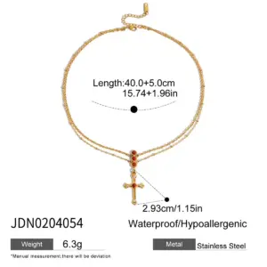 Elegant Gold Stainless Steel Cross Necklace 17 S71a58a3a8b5f4e26adc21e98a00de3a7K